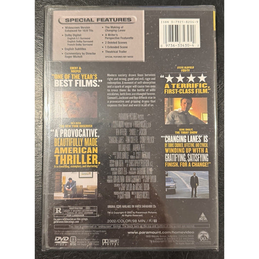 Changing Lanes (DVD, 2002) New Sealed Ben Affleck Samuel L. Jackson