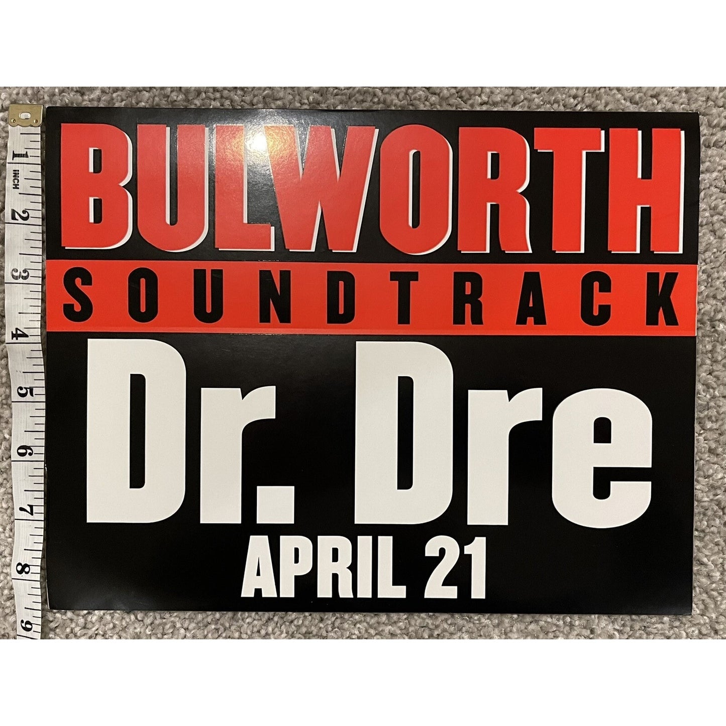 VINTAGE RARE LARGE HIP HOP RAP STICKER DR DRE BULLWORTH SOUNDTRACK DEATHROW REC