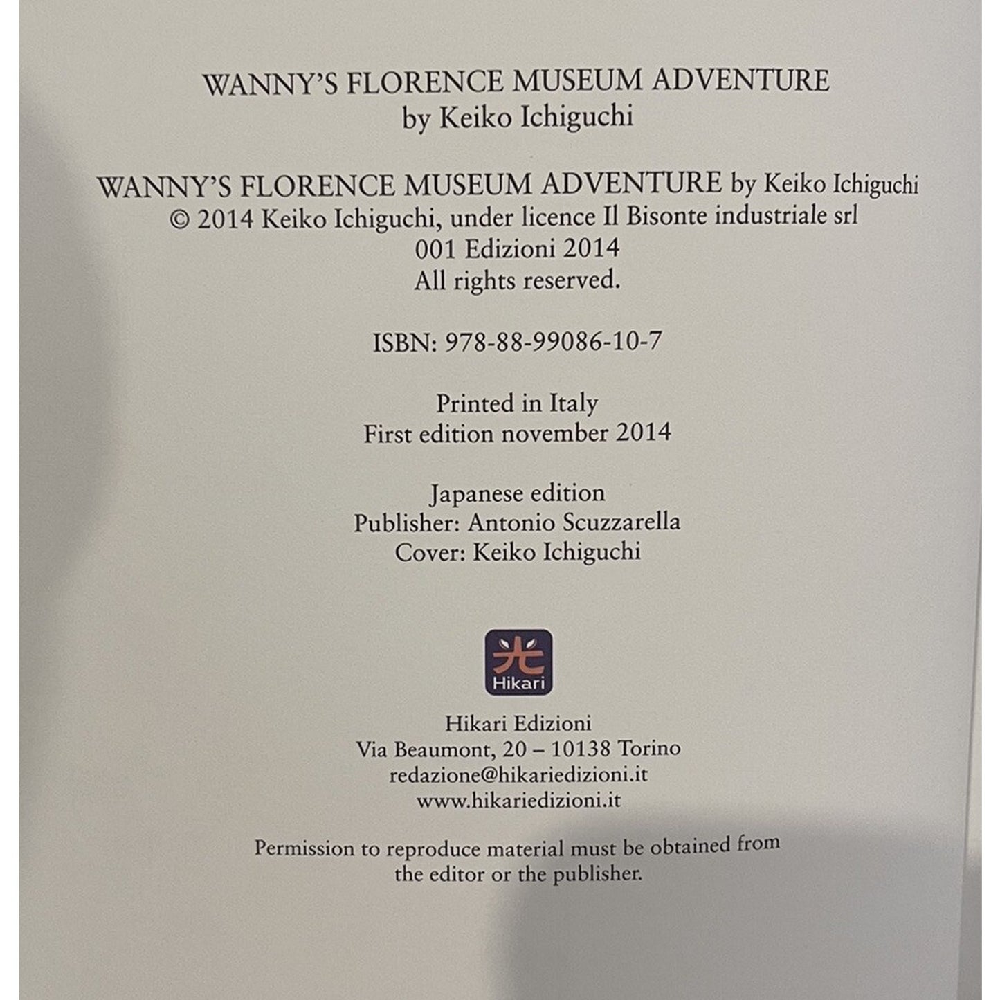 Rare HTF Keiko Ichiguchi Wanny’s Florence Museum Adventure Il Bisonte Manga