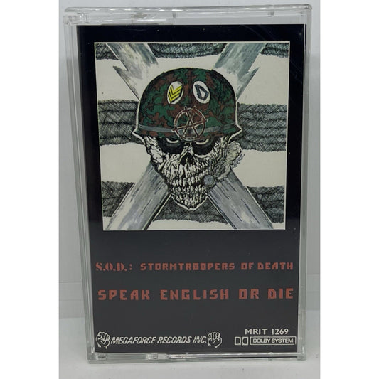 S.O.D. SPEAK ENGLISH OR DIE CASSETTE TAPE MEGAFORCE RECORDS ORIGINAL