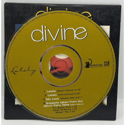 Lately [US CD/Cassette Single] [Single] by Divine (CD, Aug-1998, Red Ant Records