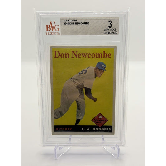 1958 Topps #340 Don Newcombe BVG 3 VG Very Good L.A. Dodgers Vintage