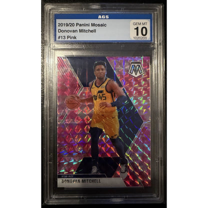 Donovan Mitchell 3 Card Graded Lot ASG Graded 10 Gem Mint Pink Mosaic Optic