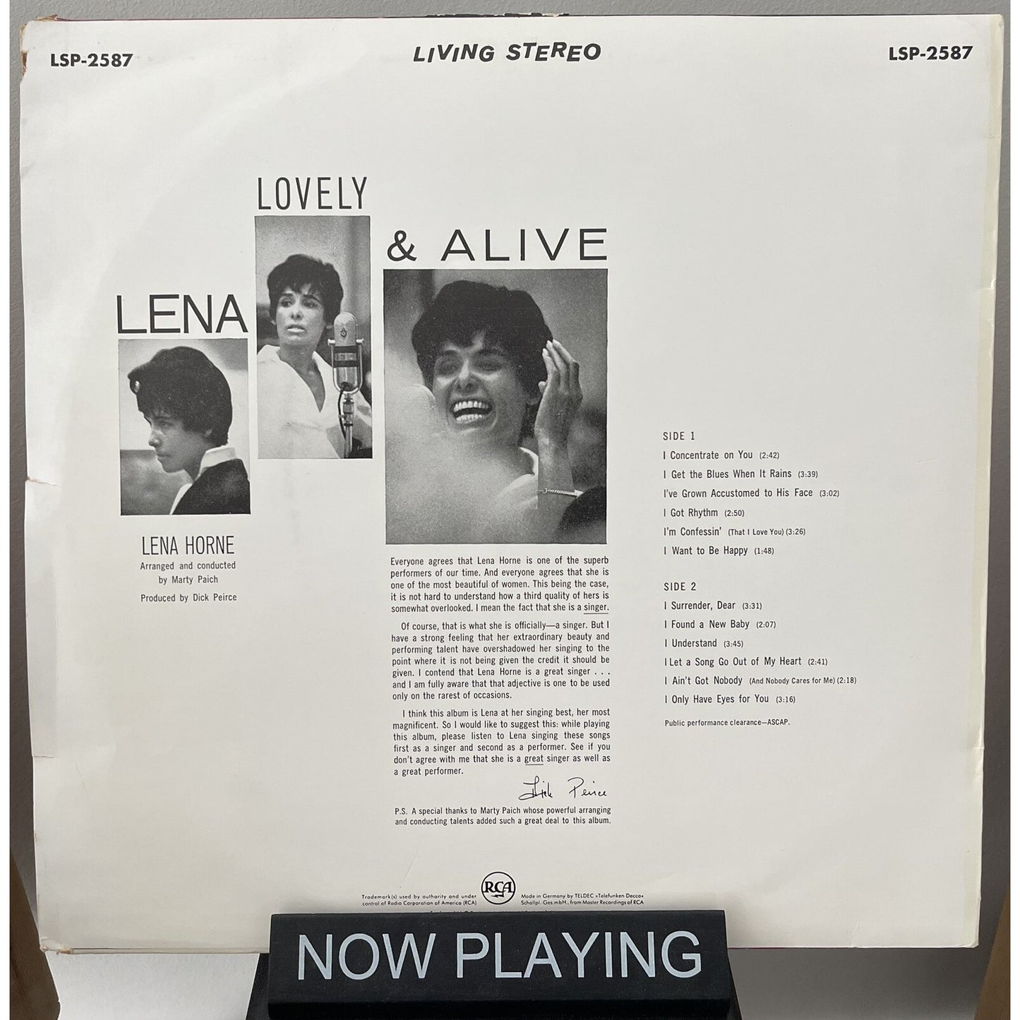 Lena Horne ‎- Lovely And Alive - 1962 Vinyl LP - Soul Jazz / Vocals