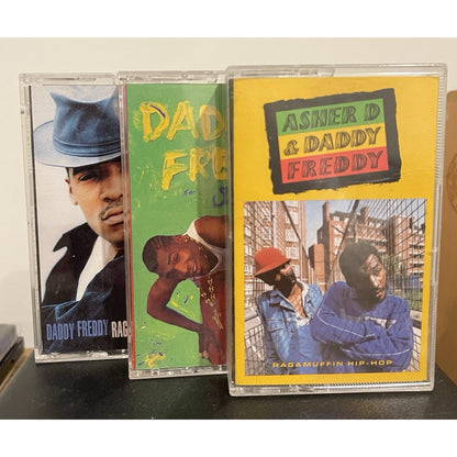 Lot Of 3 Cassettes Daddy Freddy + Asher D Ragamuffin Hip-Hop Soldier Stress