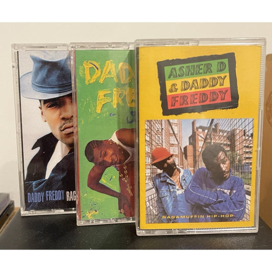 Lot Of 3 Cassettes Daddy Freddy + Asher D Ragamuffin Hip-Hop Soldier Stress