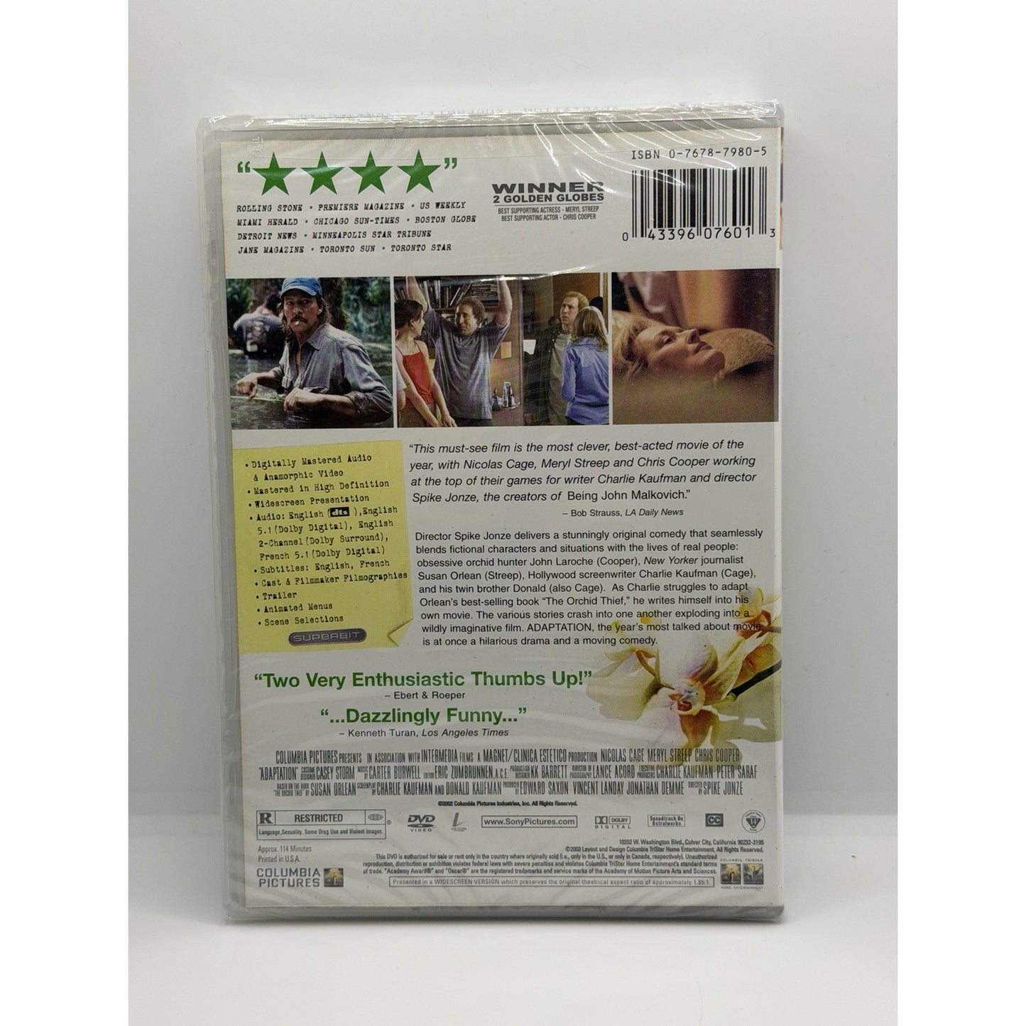 Adaptation (DVD, 2002) (Nicolas Cage, Meryl Streep, Chris Cooper) New, Sealed
