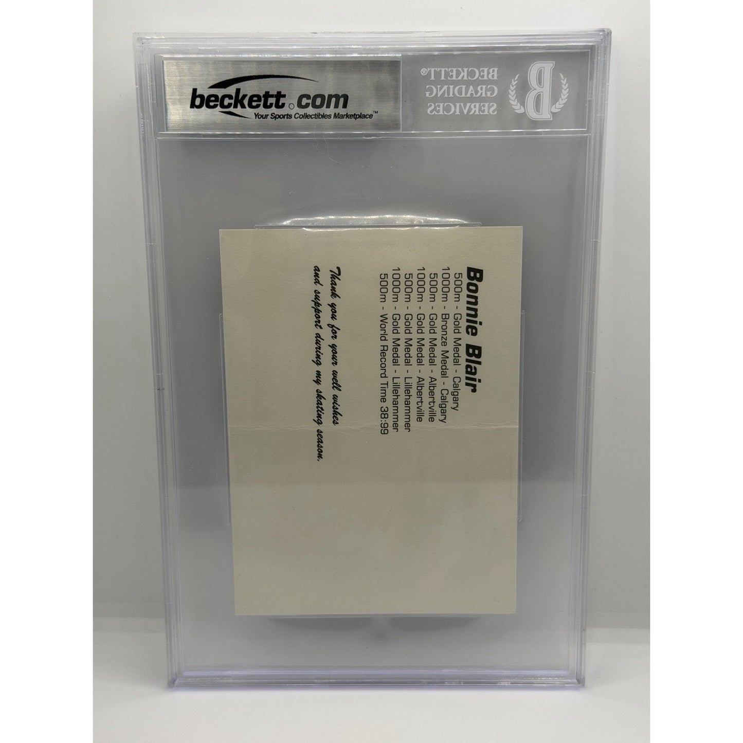 Bonnie Blair Signed Post Card Beckett COA Slabbed USA Olympic Speed skater