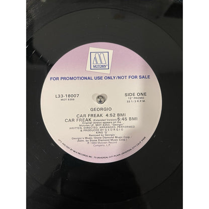 Georgio Car Freak Promo Single Vinyl Record LP Electronic Funk Soul Motown 1989