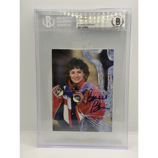 Bonnie Blair Signed Post Card Beckett COA Slabbed USA Olympic Speed skater