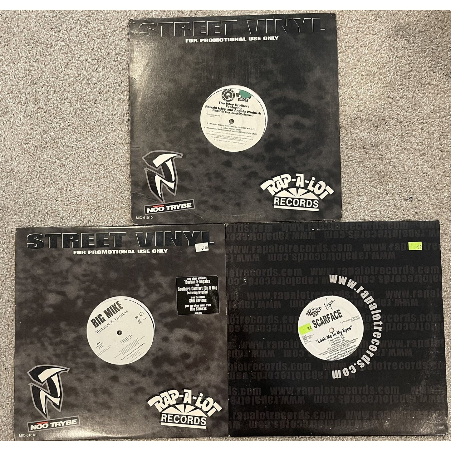 SCARFACE BIG MIKE THE ISLEY BROTHERS : LOT OF 3 VINYL 12" SINGLES RAP-A-LOT