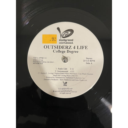 Outsiderz 4 Life College Degree Blackground Ent Promo Single Vinyl Record Album
