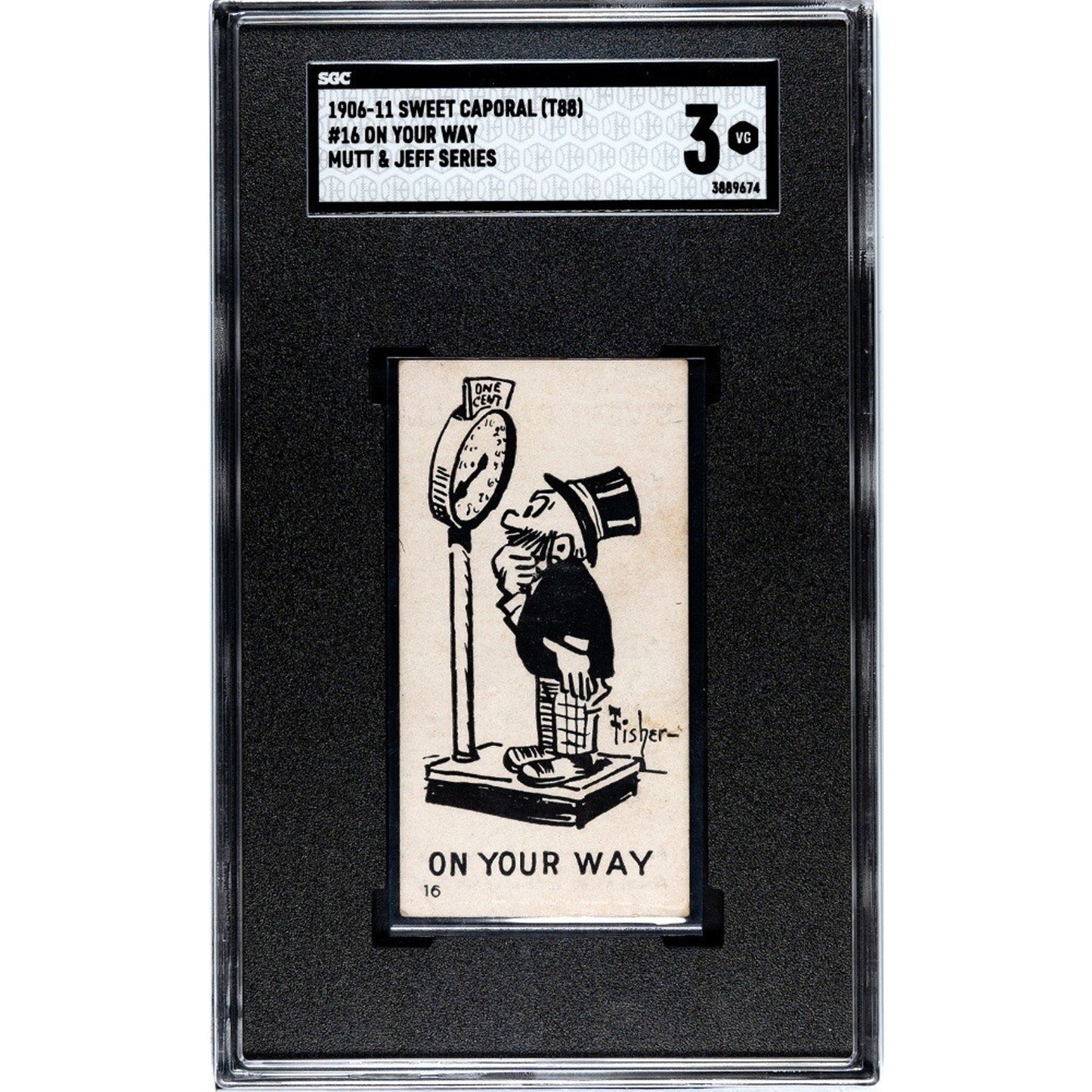 1906-11 Sweet Caporal T88 Mutt and Jeff Series Type 1 On Your Way #16 SGC 3 VG