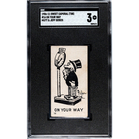 1906-11 Sweet Caporal T88 Mutt and Jeff Series Type 1 On Your Way #16 SGC 3 VG