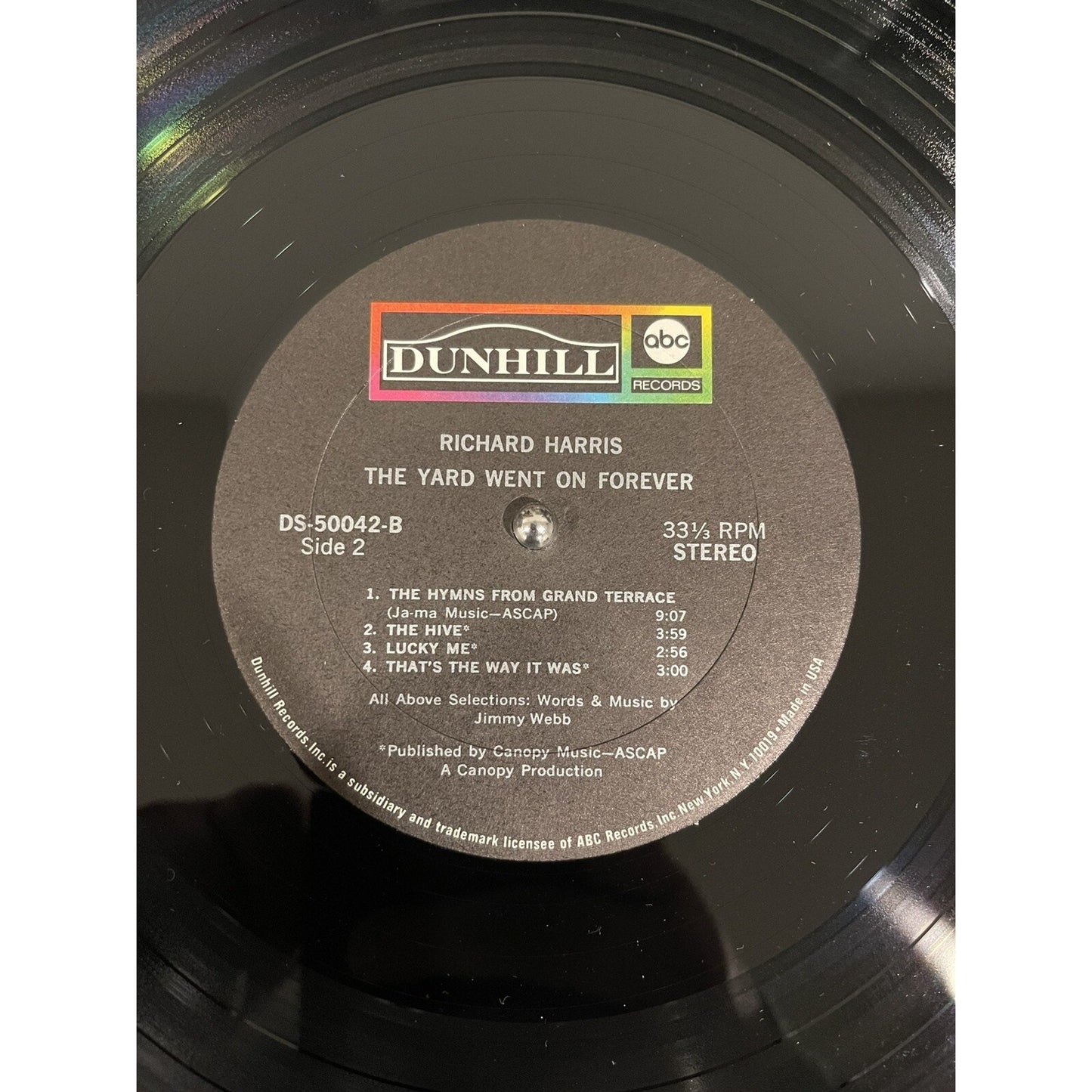 Richard Harris The Yard Went On Forever DS-50042 LP 12in Vinyl Record Album Rock