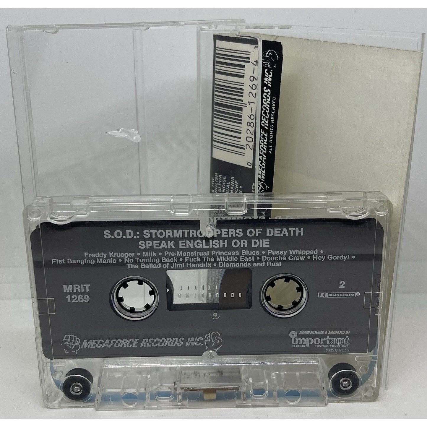 S.O.D. SPEAK ENGLISH OR DIE CASSETTE TAPE MEGAFORCE RECORDS ORIGINAL