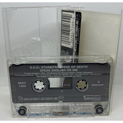 S.O.D. SPEAK ENGLISH OR DIE CASSETTE TAPE MEGAFORCE RECORDS ORIGINAL