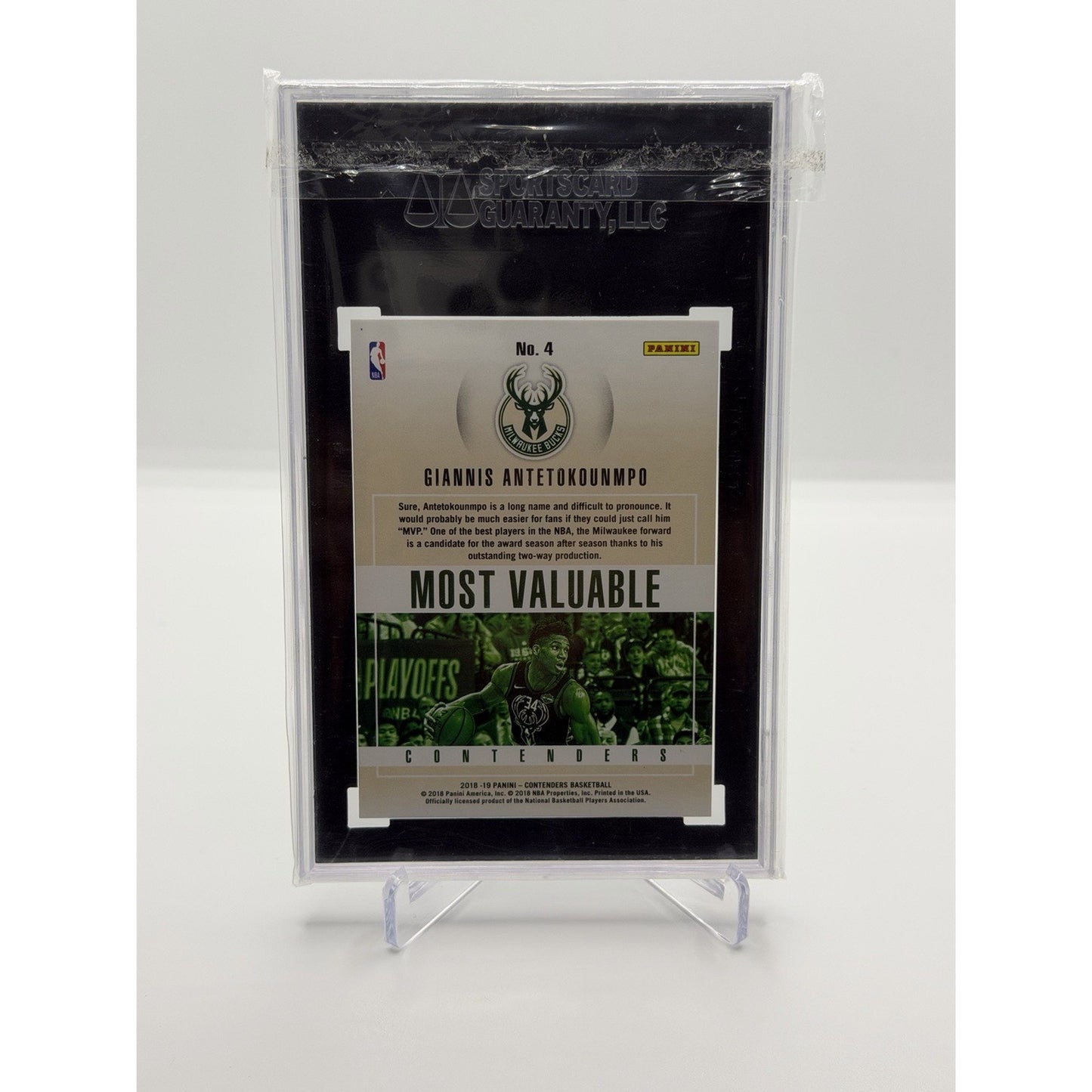 2018-19 Panini Contenders #4 Giannis Antetokounmpo Most Valuable Contenders SGC