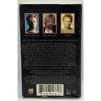 Three Musketeers: All For Love - Sting, Rod Stewart, Bryan Adams Cassette Single