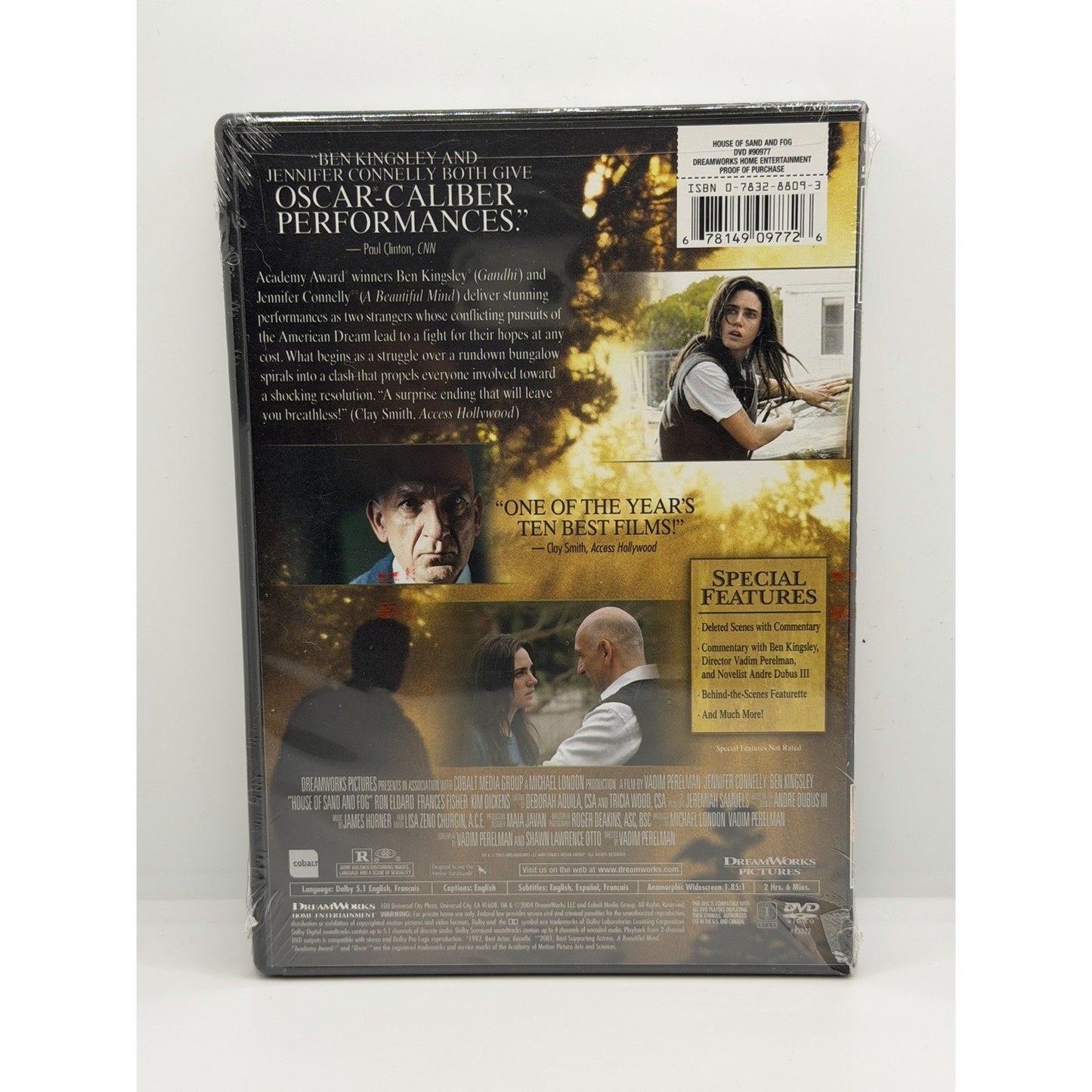 House of Sand and Fog DVD Jennifer Connelly Ben Kingsley Drama DreamWorks New