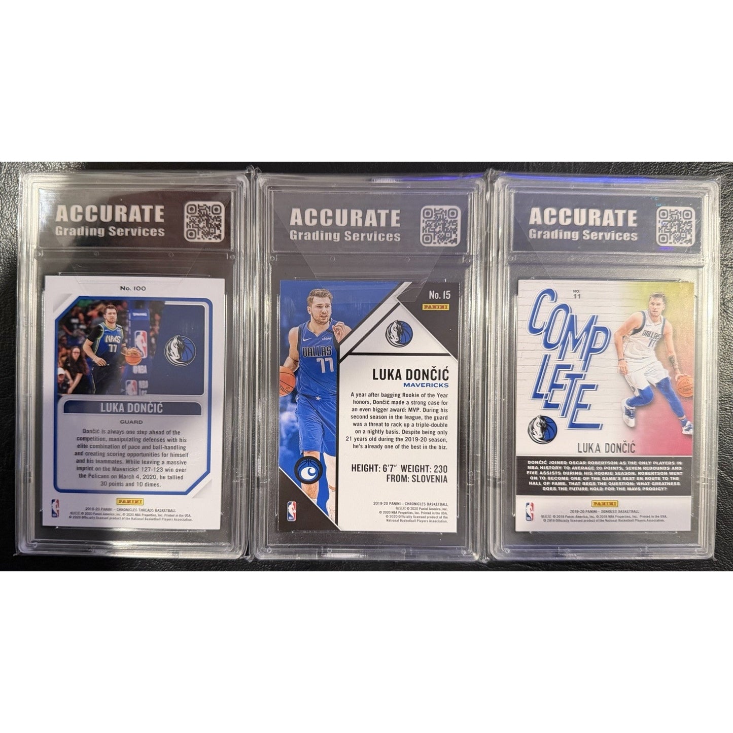 Luka Doncic 3 Card Basketball Lot Mavericks Lakers Hoops Panini Donruss AGS 10