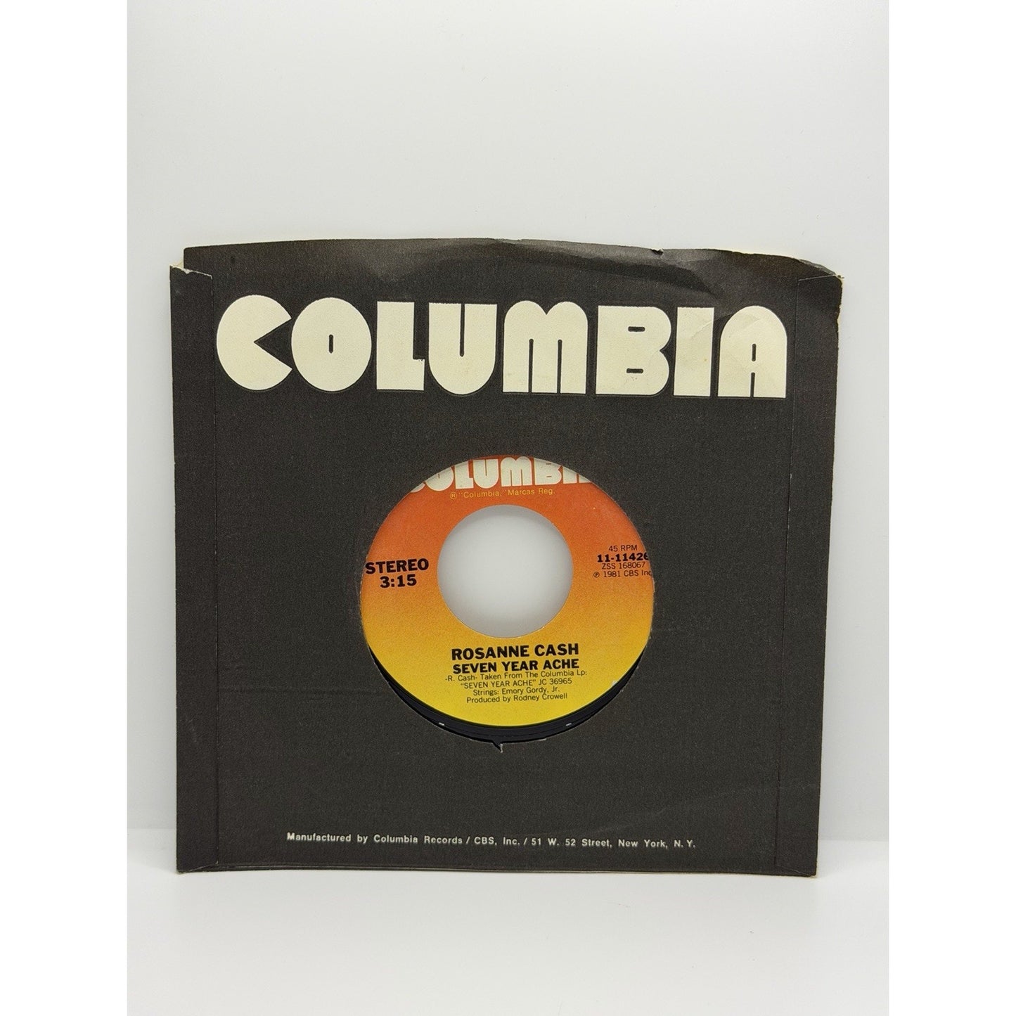 Rosanne Cash Seven Year Ache 45 RPM 7” Country Vinyl Record Out Of Print