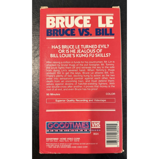 Bruce Vs. Bill VHS 1986 Bruce Le Bill Louie Ma Cheung Angela Yu Ching Kung-Fu R
