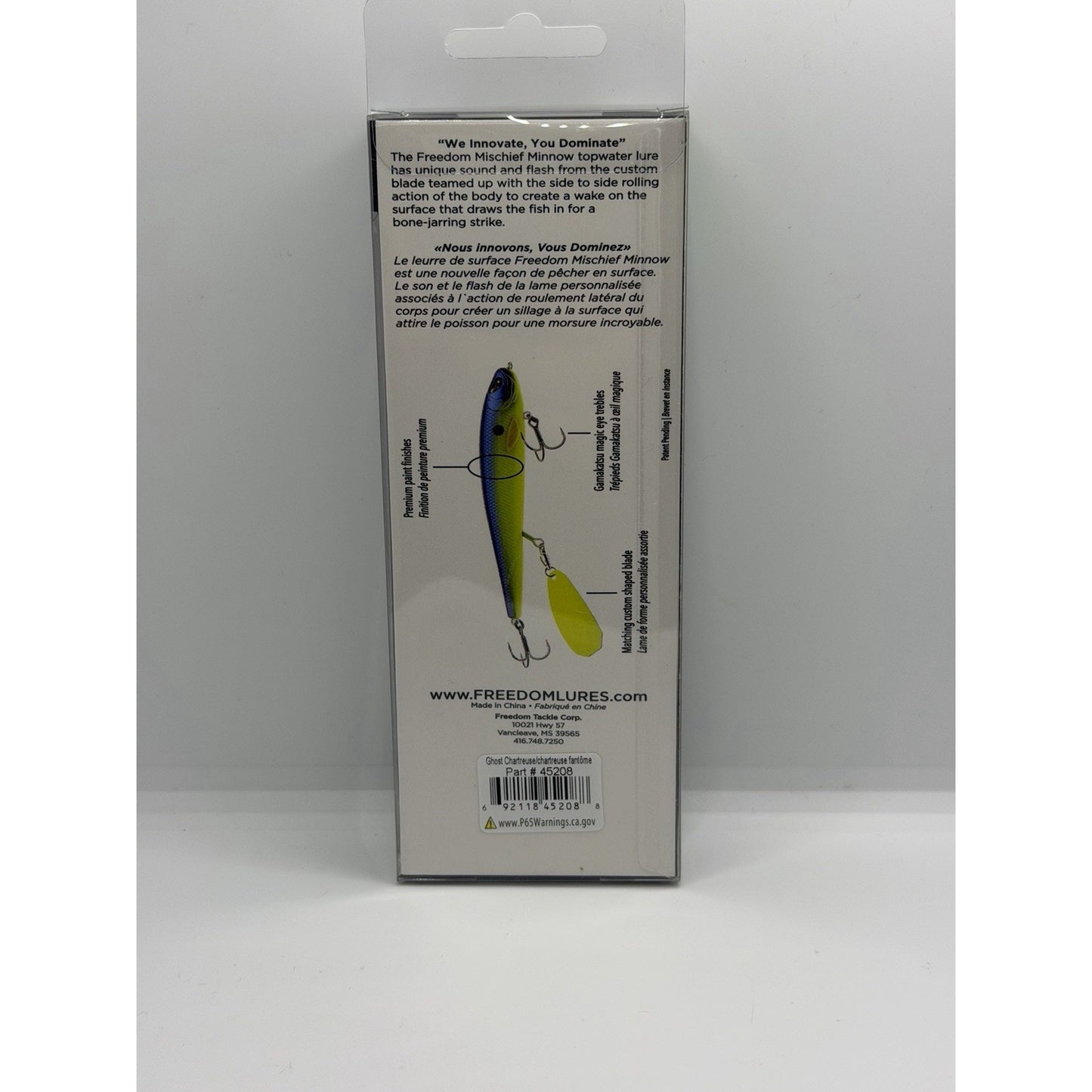 Freedom Mischief Minnow 4-1/2", Ghost Chartreuse Fantome, #45208 - Lot#314