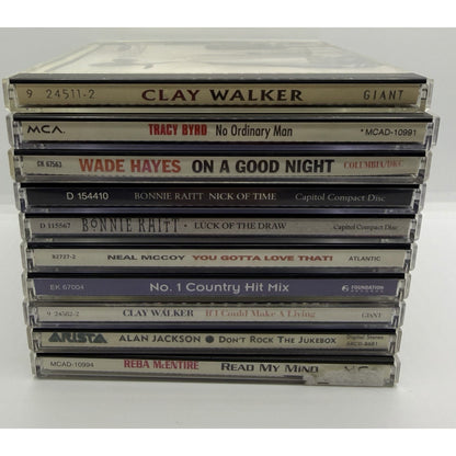 Lot Of 10 Country CDs: Clay Walker, Reba, Bonnie Raitt Wade Hayes and More
