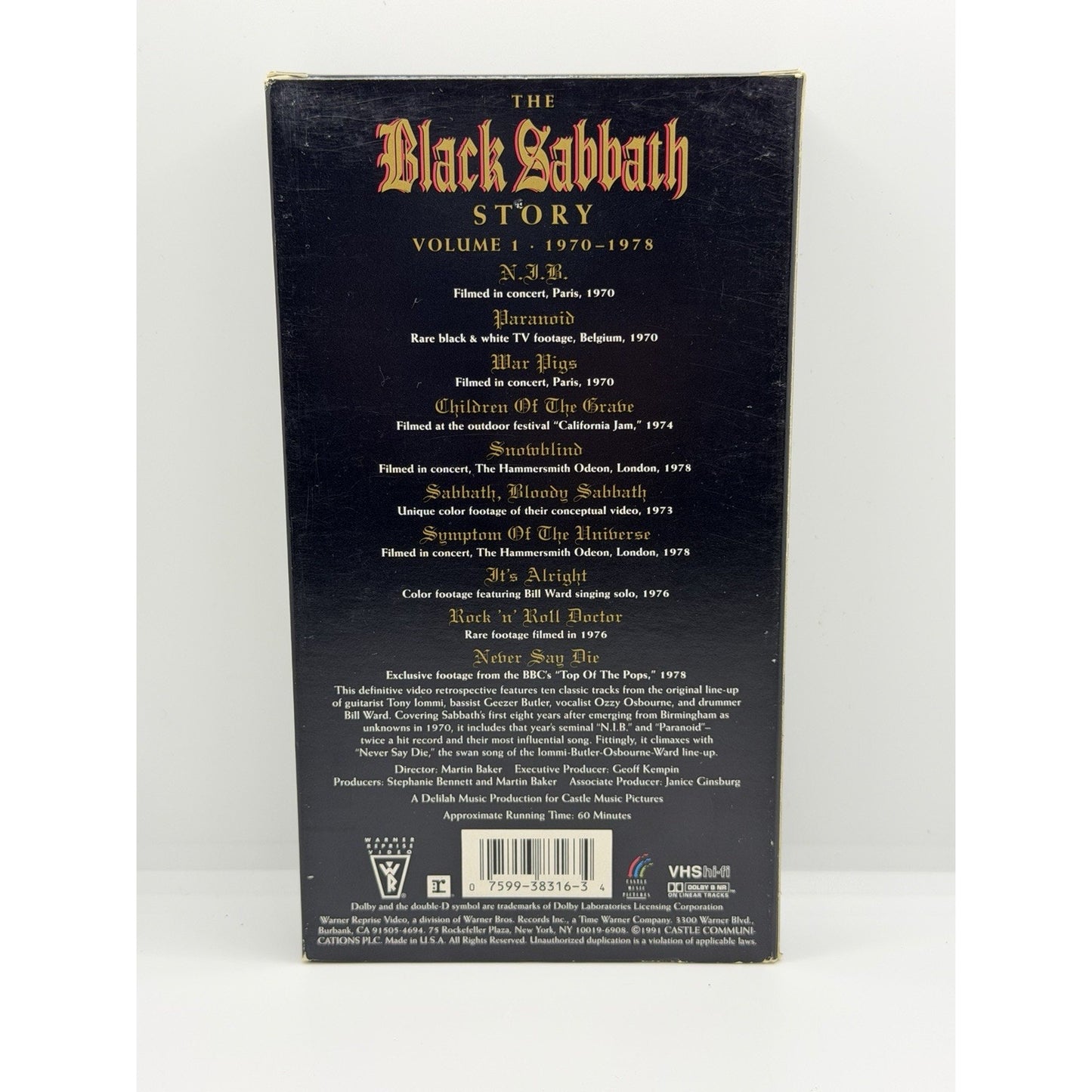 The Black Sabbath Story Volume 1 1970-1978 VHS 1991 Ozzy Osbourne Tony Iommi