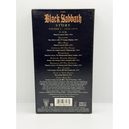The Black Sabbath Story Volume 1 1970-1978 VHS 1991 Ozzy Osbourne Tony Iommi