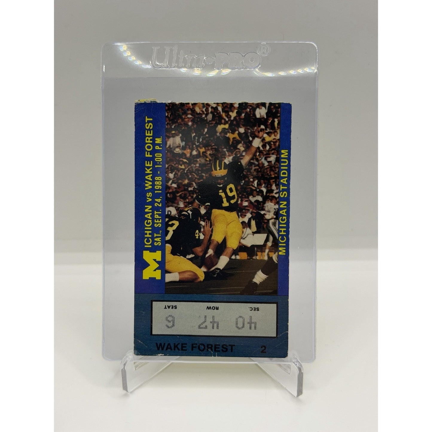 1988 University of Michigan vs Wake Forest College Football Ticket Stub
