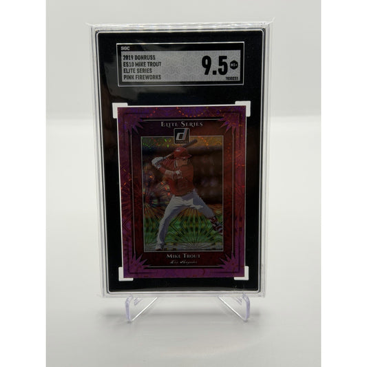 2019 Panini Donruss Elite Series Mike Trout Pink Fireworks #ES10 Angels SGC 9.5