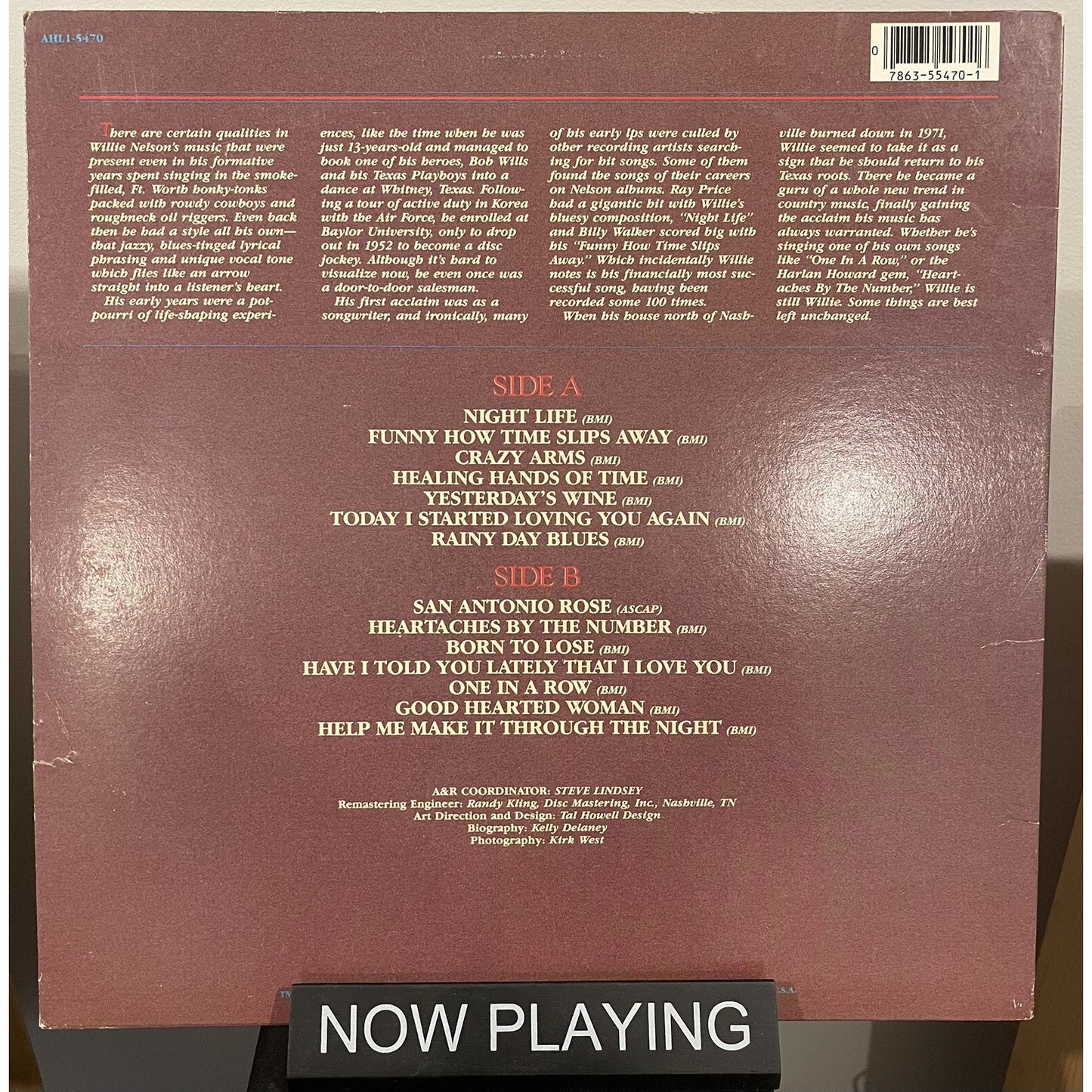 Willie Nelson Self Titled 12” Vinyl RCA Records Compilation Remastered Country