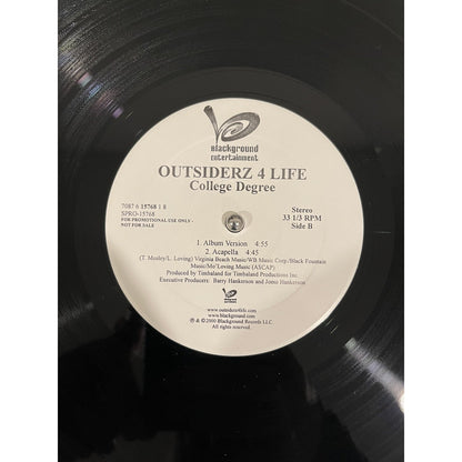 Outsiderz 4 Life College Degree Blackground Ent Promo Single Vinyl Record Album