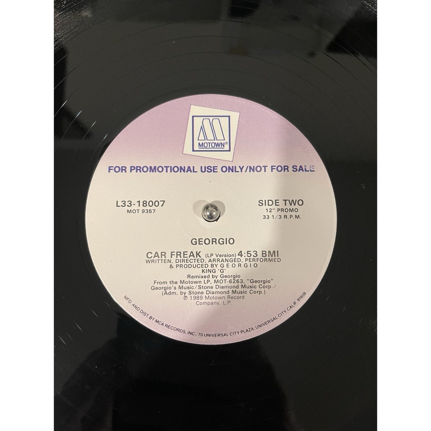Georgio Car Freak Promo Single Vinyl Record LP Electronic Funk Soul Motown 1989